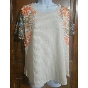 NEW Cato Multi Pattern Short Sleeve Top